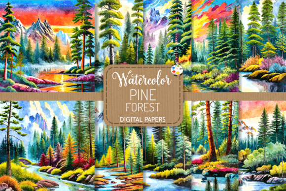 Download Pine Forest Watercolor Wilderness Scenes - Wild Collection