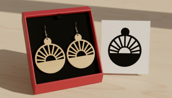 Download Sun Half Circle Earring Laser Cut Design - Circle Collection
