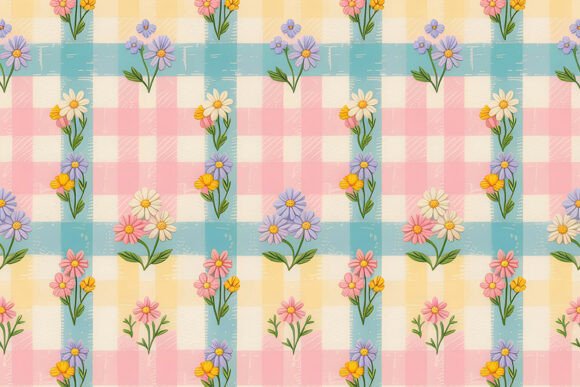 Download Colorful Wildflower Gingham Pattern - Wild Collection